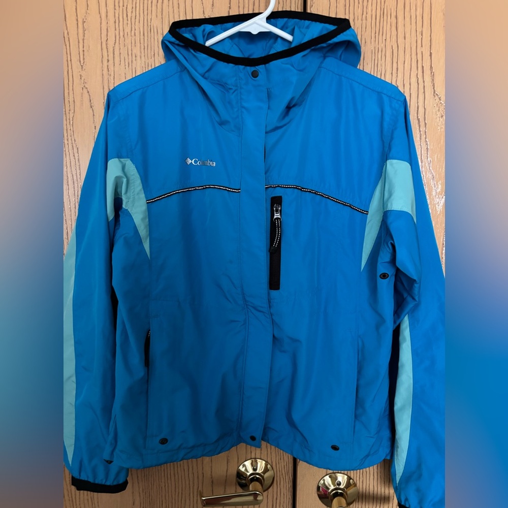 Columbia Y2K Full Zip WindbreakerJacket in Bright Turquoise, size M